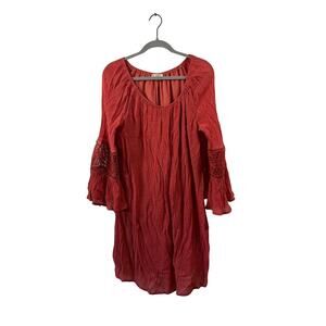 Indigo Rose Rust Orange Womens Knee Length Dress Size 1X